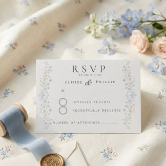 Vintage Elegante Zachte Bloemrijke Regency Trouw-R RSVP Kaartje