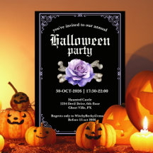 Vintage Elegante Zwarte Paarse Roos Halloween Fees