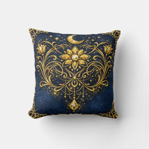 Vintage Elegantie Mystieke Goud Hemelse Bloemen Kussen