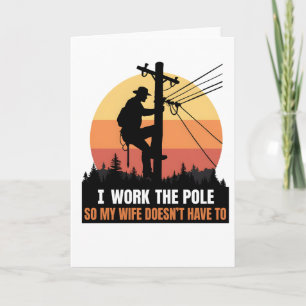Vintage elektricien werk aan de paal kostwinner kaart