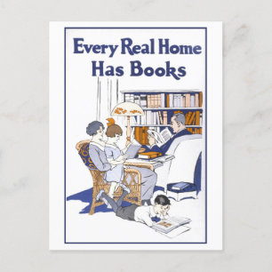 Vintage "Elk echt huis heeft boeken" Poster Briefkaart