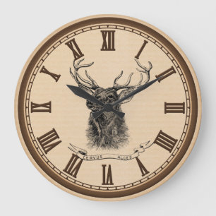 Vintage elk head home office wall clock grote klok