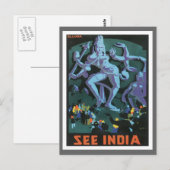 Vintage Ellora Caves India Briefkaart (Voorkant / Achterkant)