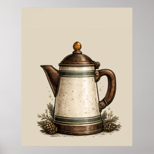 Vintage Emaille Koffiepot Poster