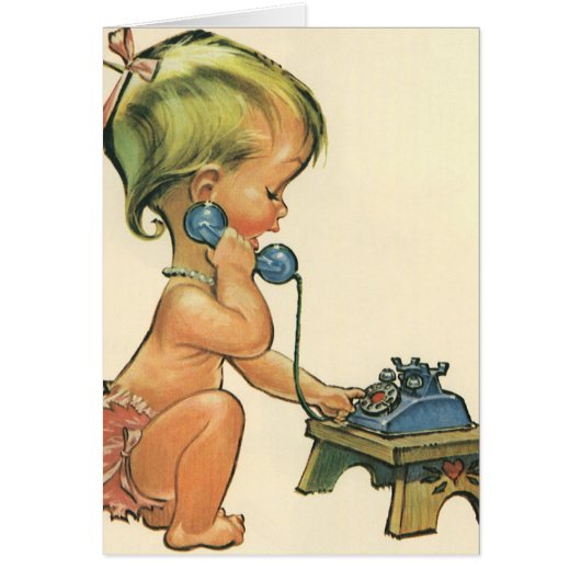 Vintage enfant mignonne blond fille parler sur le (Devant)