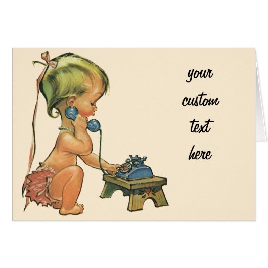 Vintage enfant mignonne blond fille parler sur le  (Devant horizontal)