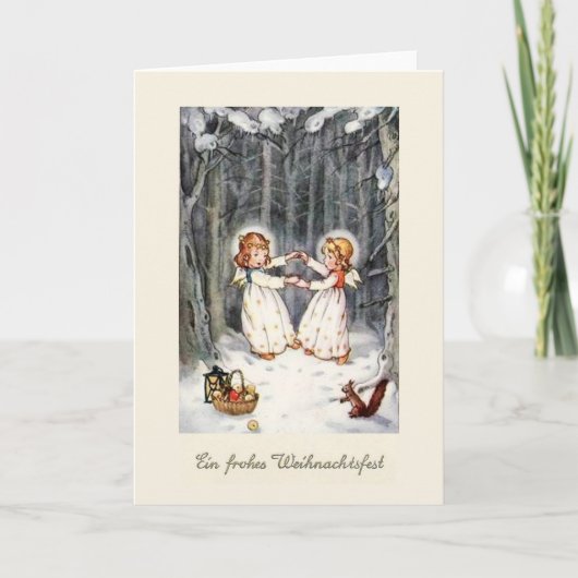 Vintage Engel Im Wald Weihnachtskarte Feestdagen Kaart (Voorkant)