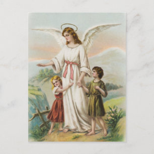 Vintage Engel Schutzengel und zwei Kinder Briefkaart