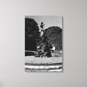 Vintage Engeland Londen Peter Pan standbeeld Kensi Canvas Afdruk