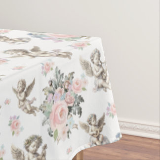 Vintage engelen Cherubs en Pastel Bloemen Tafelkleed