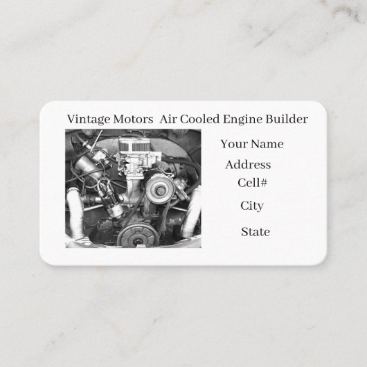 Vintage Engine Builder Business Card Visitekaartje (Voorkant)