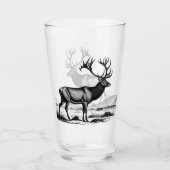 Vintage Engraving of a Caribou Glas (Voorkant)