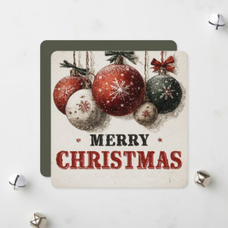 Vintage Engraving Style Christmas Ornaments Feestdagenkaart