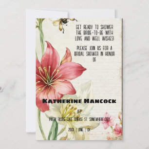 Vintage Ephemera Amaryllis Vrijgezellenfeest Kaart