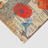 Vintage Ephemera Poppy Hummingbird Tissuepapier (Detail)