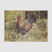 Vintage Ephemera Rooster Boerderij Tissuepapier (Voorkant)