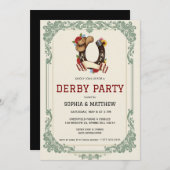 Vintage Equestrian Derby Party Invitation Race (Devant / Derrière)