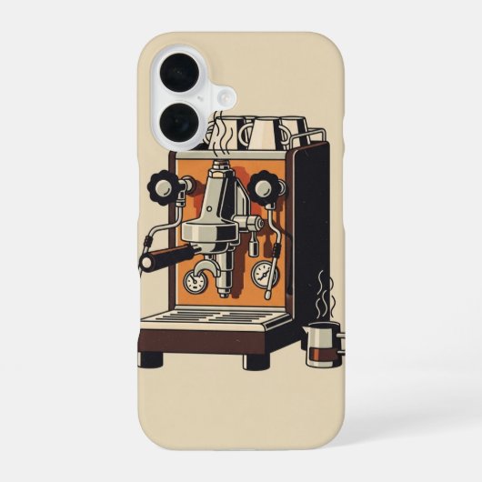 Vintage Espresso Machine iPhone 16 Hoesje (Achterkant)