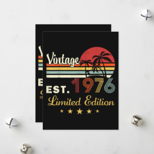 Vintage Est 1976 Retro Zonsondergang Palmboom Verj Feestdagenkaart