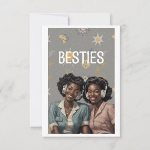 Vintage esthetiek Fijne Galentine's Day Beste vrie Kaart