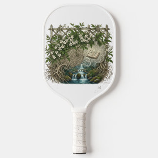 Vintage Esthetische Bloem- en Waterval Pickleball Paddle