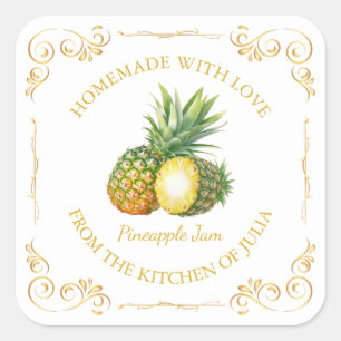 Vintage Étiquette Carré de confiture d'ananas fait