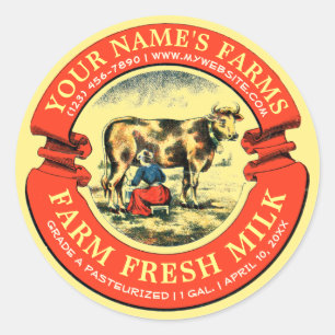 Vintage Étiquette de bannière de lait frais de fer