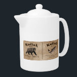 Vintage Étiquette Saumon Kodiak<br><div class="desc">Un étiquette d'une boîte de la mythique Kodiak Brand Sockeye Saumon vers 1879. L'image monochrome (brun) présente un ours Kodiak (Ursus arctos middendorffi) et un Saumon Sockeye (Oncorhynchus nerka). Texte "Kodiak Brand Sockeye Saumon" et d'autres informations sur la mythique Afognak Packing Company et comment préparer le poisson. Il est rare...</div>