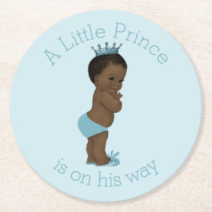 Vintage Etnisch Weinig Blauw van het Baby shower Ronde Kartonnen Onderzetter
