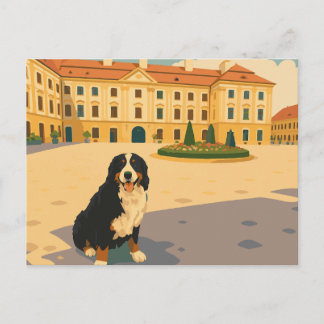 Vintage Europees stadsplein met Bernese Briefkaart