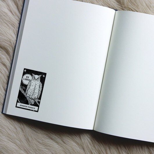 Vintage Ex Libris Uil, Aangepaste Bibliotheekboekp Rubberstempel