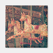 Vintage Fairground Carousel Horses Magnet (Devant)