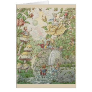 Vintage - Fairies die in een Garden Pond spelen,