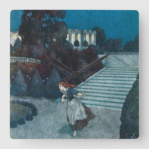 Vintage Fairy Tale, Assepoester van Edmund Dulac Vierkante Klok