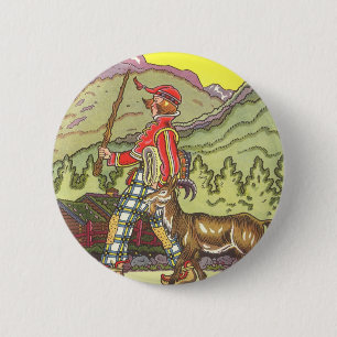 Vintage Fairy Tale, Boy and the North Wind, Hauman Ronde Button 5,7 Cm