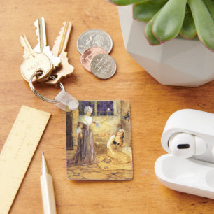 Vintage Fairy Tale Cinderella met Fairy Godmoeder Sleutelhanger
