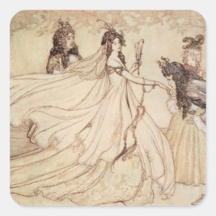 Vintage Fairy Tales, Cinderella by Arthur Rackham Vierkante Sticker