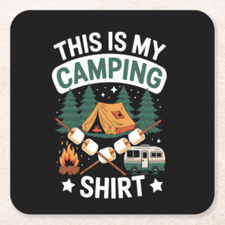 Vintage Fan Designs Wandelvuur Vintage Camping Vierkante Kartonnen Onderzetter