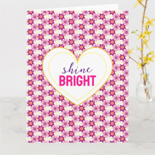 Vintage Fantasy Helder Roze Geel Paarse Bloemen. Kaart