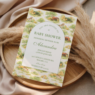 Vintage Farm Tractor Countryside Baby Shower Kaart