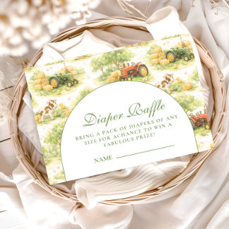 Vintage Farm Tractor Countryside Diapper Raffle Informatiekaartje