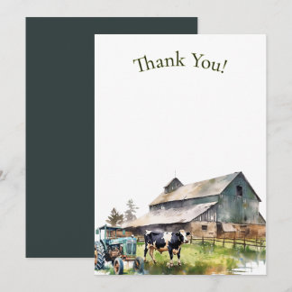 Vintage Farm Tractor  Thank You Note Kaart