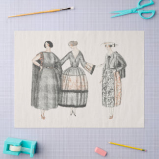 Vintage Fashion Plates Women Decoupage Tissuepapier