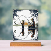 Vintage Father and Child Fishing Engraving Shirt D (Neutre)