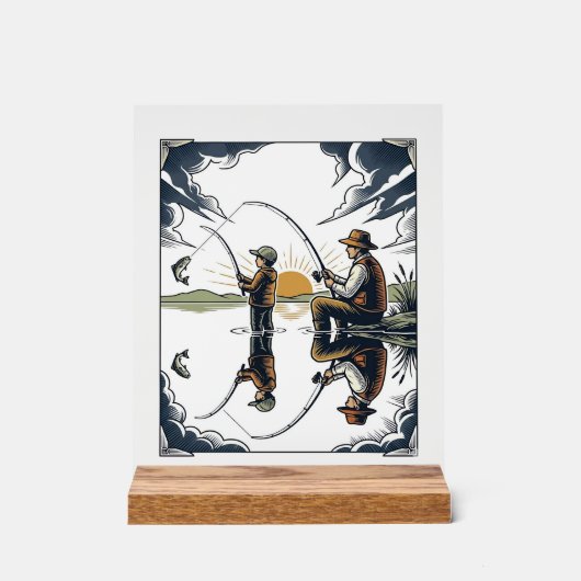 Vintage Father and Child Fishing Engraving Shirt D (Recto)