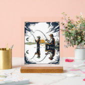 Vintage Father and Child Fishing Engraving Shirt D (Mariage)