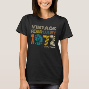Vintage februari 1972 52e verjaardag t-shirt