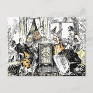 Vintage Feest Vier Ouderwetse Halloween Uitnodiging Briefkaart