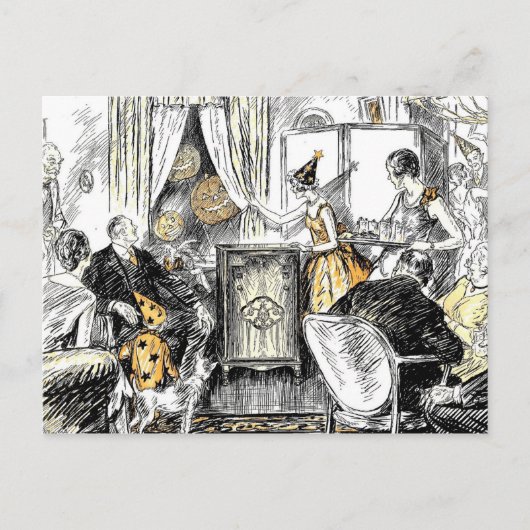 Vintage Feest Vieren Ouderwetse Halloween Uitnodiging Briefkaart (Voorkant)