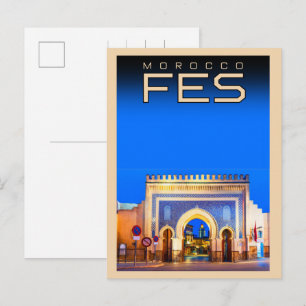 Vintage FES oude stad medina Marokko reizen Briefkaart